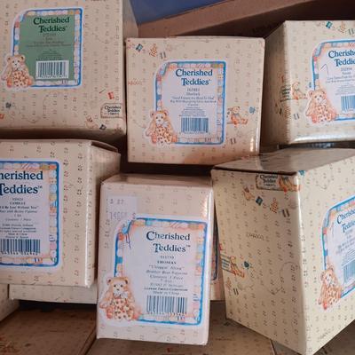STORAGE TOTE FULL OF MOSTLY CHERISHED TEDDIES