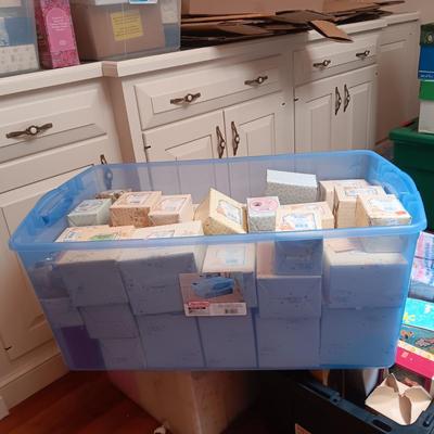 STORAGE TOTE FULL OF MOSTLY CHERISHED TEDDIES