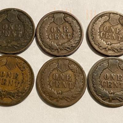 1880, 1889, 1891, 1892, 1893, 1894 CIRCULATED CONDITION INDIAN HEAD CENTS AS PICTURED.