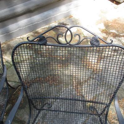 Pair Of Metal Framed Arm Patio Chairs Choice A