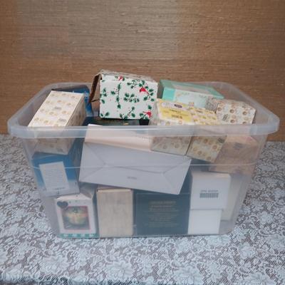 STORAGE TOTE FULL OF MOSTLY PRECIOUS MOMENTS AND CHERISHED TEDDIES