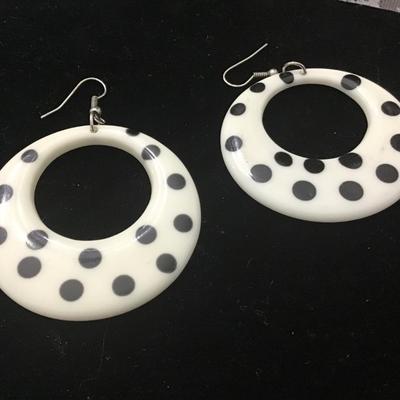 Large acrylic type polkadot earrings