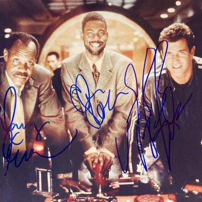 Lethal Weapon 4 Mel Gibson, Danny Glover and Chris Rock signed movie photo