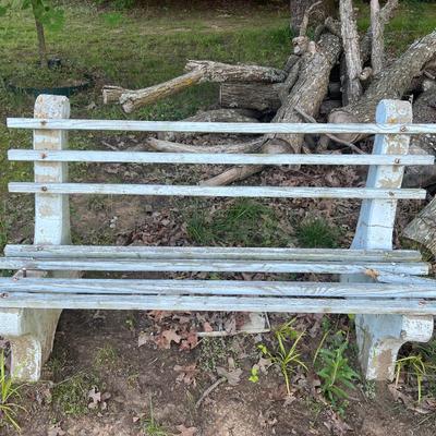 Concrete and Wood Garden Bench *damaged*