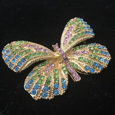 Gorgeous Monet Rhinestone Butterfly Brooch