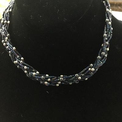 Multi Strand Glass Beaded Choker Fashion Necklace