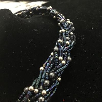 Multi Strand Glass Beaded Choker Fashion Necklace