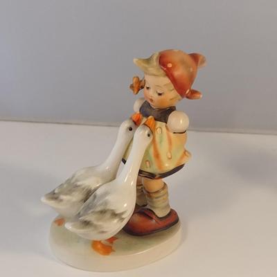 Pair of Hummel Figurines- Girl with Geese and Boy with Rabbits
