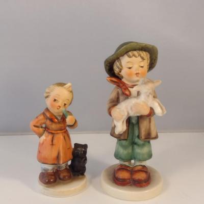 Pair of Hummel Figurines- 'Bedtime' and Boy with Lamb