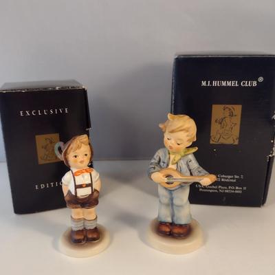 Pair of Hummel Figurines- School Boy and Boy with Guitar