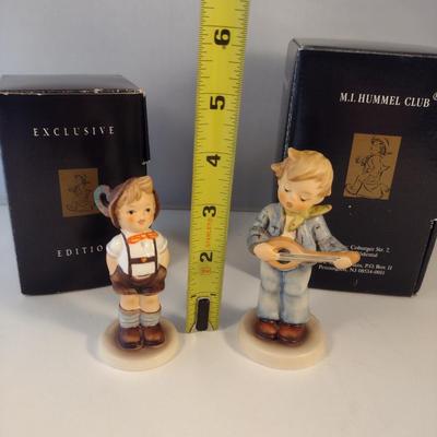 Pair of Hummel Figurines- School Boy and Boy with Guitar