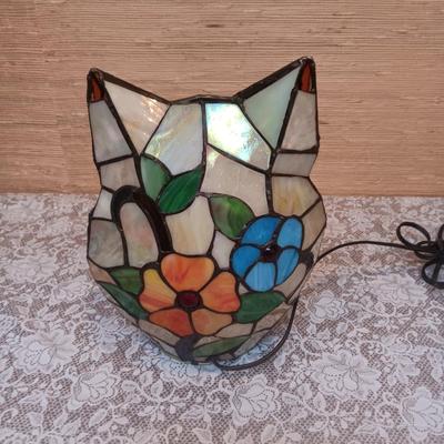 STAINED GLASS OWL LAMP