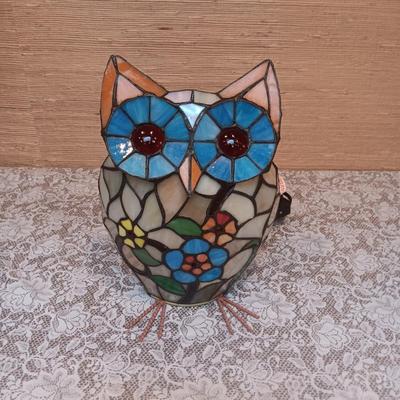 STAINED GLASS OWL LAMP