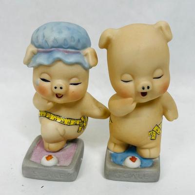 Enesco pig on the Scale Weight-loss Pigs Figurine Pair