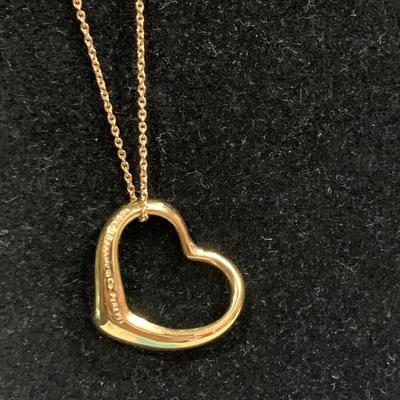 Tiffany & Co. Sterling Heart Pendant on Necklace w bag