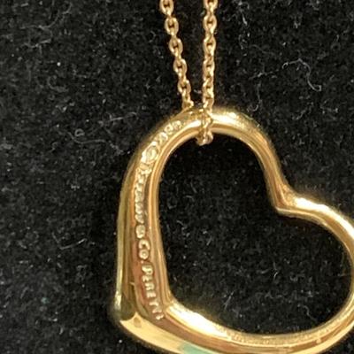Tiffany & Co. Sterling Heart Pendant on Necklace w bag