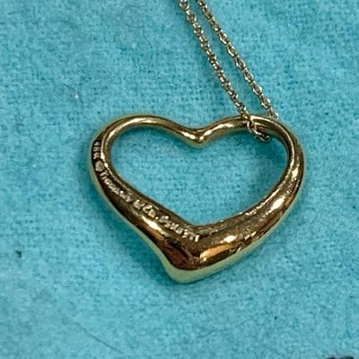 Tiffany & Co. Sterling Heart Pendant on Necklace w bag