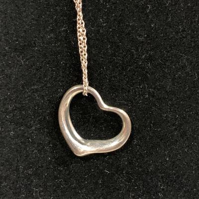 Tiffany & Co Sterling Heart Pendant on Necklace w bag