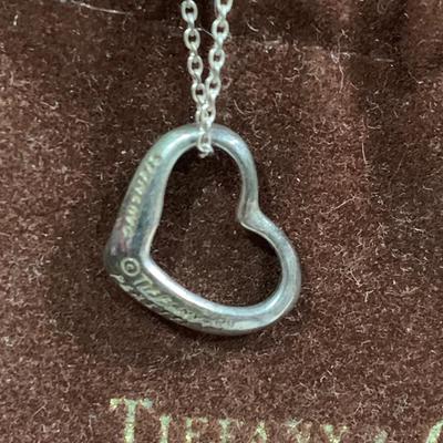 Tiffany & Co Sterling Heart Pendant w Bag