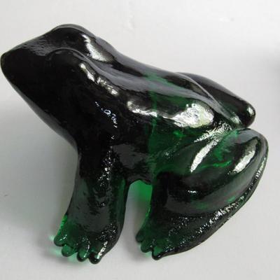 Older Mosser Glass Heavy Glass Frog, Dark Green