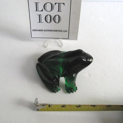 Older Mosser Glass Heavy Glass Frog, Dark Green