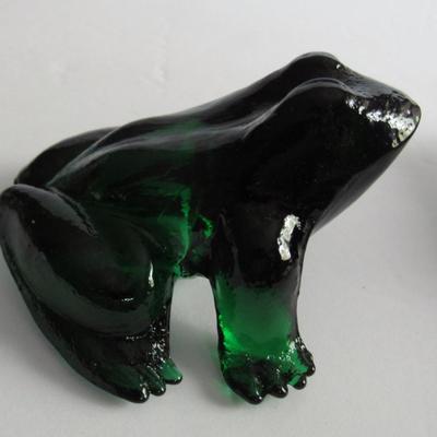 Older Mosser Glass Heavy Glass Frog, Dark Green