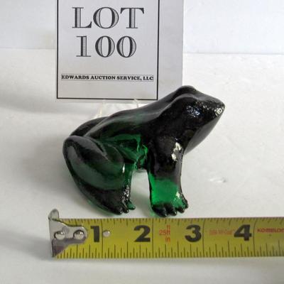 Older Mosser Glass Heavy Glass Frog, Dark Green