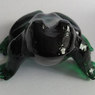 Older Mosser Glass Heavy Glass Frog, Dark Green