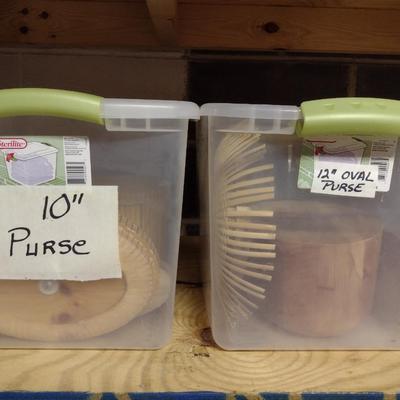 Solid Wood Basket Weaving Molds- Oval Purses- 2 Pieces (#12)