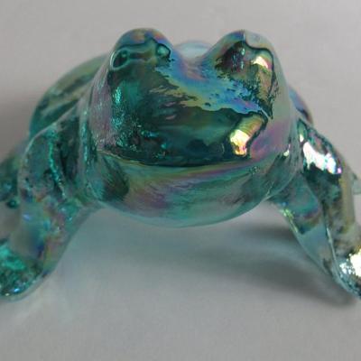 Older Mosser Glass Frog, Teal Carnival Glass