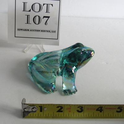Older Mosser Glass Frog, Teal Carnival Glass