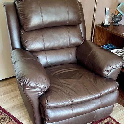 Dark Brown Faux Leather Power Recliner