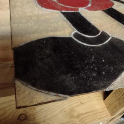 Hand Made Stained Glass Panel- Mickey Mouse Design- Needs Repair- Approx 16" x 27 1/2"