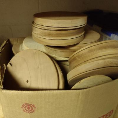 Assorted Wood Pieces- Includes Basket Bottoms and Handles