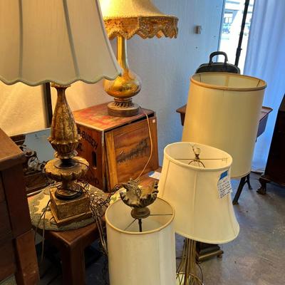 1 swag lamps, 4 table lamps, Street light floor lamp