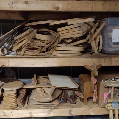 Assorted Wood Pieces- Includes Basket Bottoms and Handles (#2)