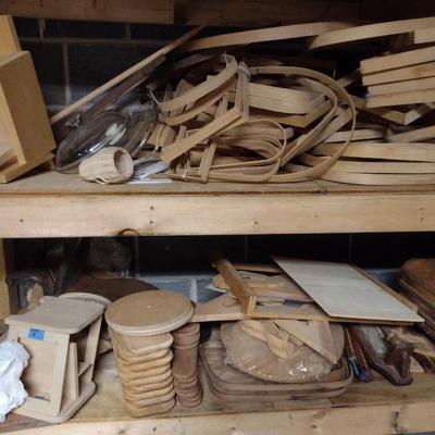 Assorted Wood Pieces- Includes Basket Bottoms and Handles (#2)