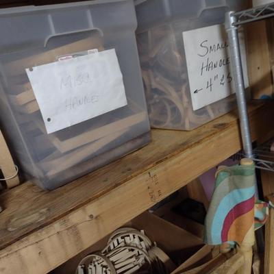 Assorted Wood Pieces- Includes Basket Bottoms and Handles (#2)