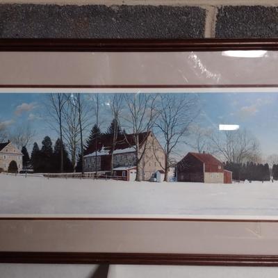Winter Scene Art Print Framed Under Glass- Signed and Numbered