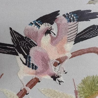 Framed Japanese Bunka Embroidery- Birds on a Branch Design