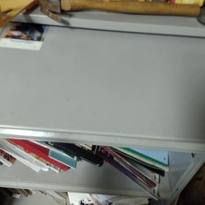 Metal Bookshelf with Contents