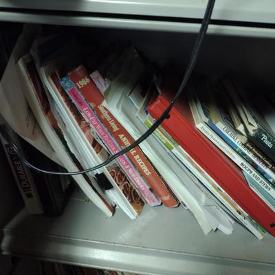 Metal Bookshelf with Contents