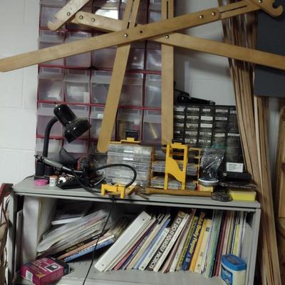 Metal Bookshelf with Contents