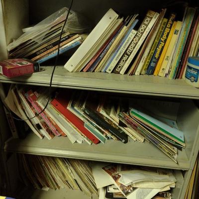 Metal Bookshelf with Contents