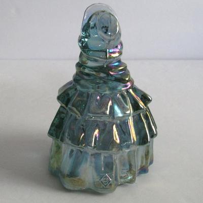 Boyd Glass Lady Bell, Teal Blue Carnival