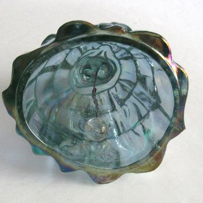 Boyd Glass Lady Bell, Teal Blue Carnival