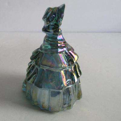 Boyd Glass Lady Bell, Teal Blue Carnival