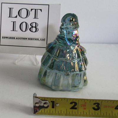 Boyd Glass Lady Bell, Teal Blue Carnival