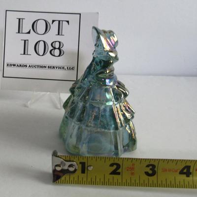 Boyd Glass Lady Bell, Teal Blue Carnival