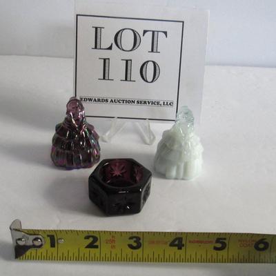 Lot of 2 Boyd Glass Miniature Glass Dolls and Mosser Salt Dip